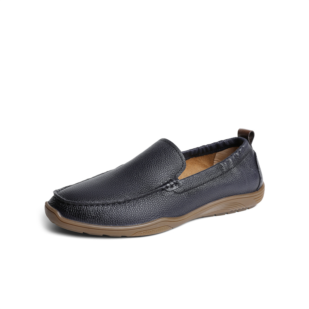 森达舒适豆豆鞋男2024春季新款一脚蹬软面平底乐福休闲皮鞋ZYA08AM4