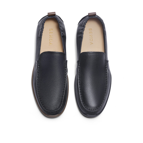 森达舒适豆豆鞋男2024春季新款一脚蹬软面平底乐福休闲皮鞋ZYA08AM4