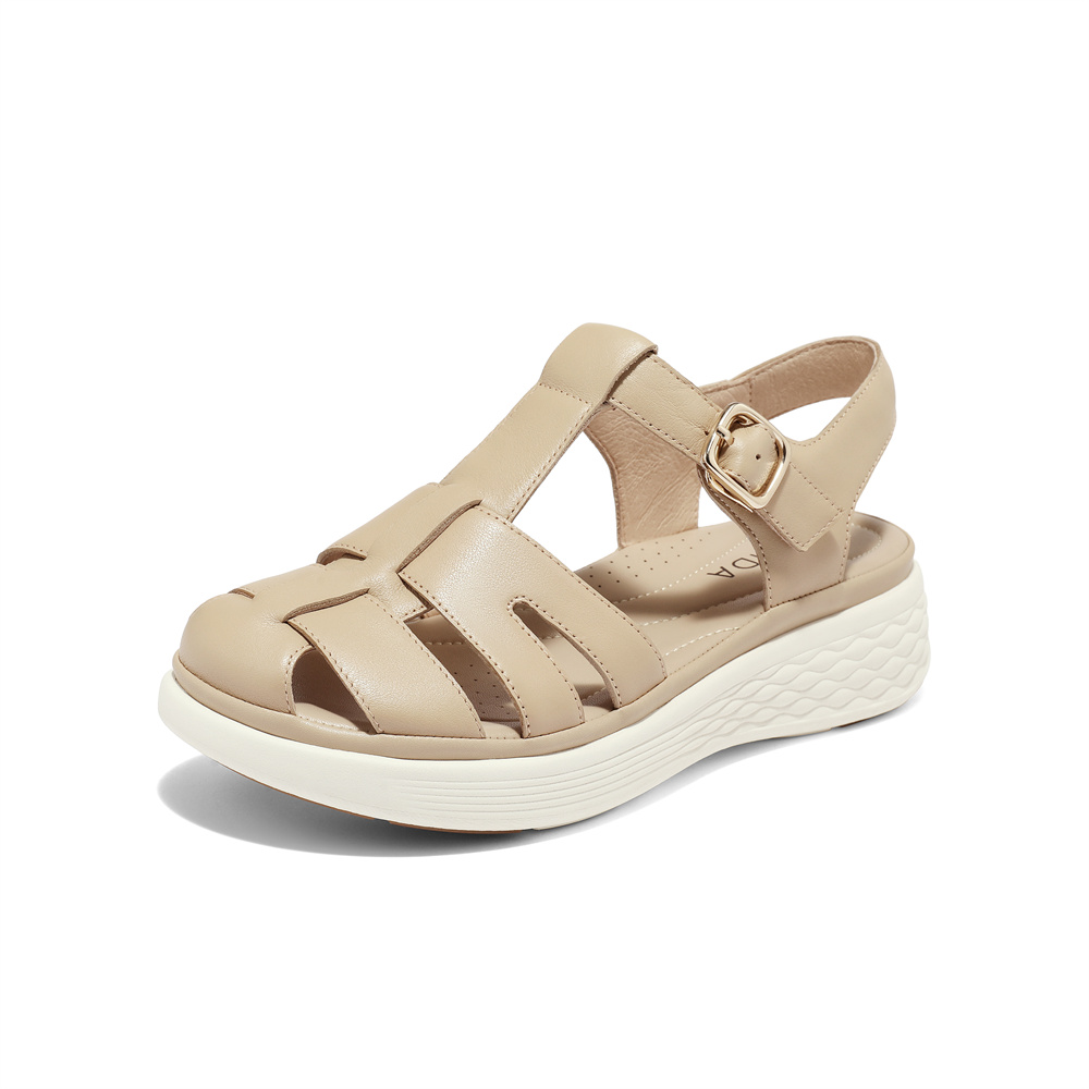 森达复古罗马凉鞋女夏新商场同款厚底休闲猪笼鞋SZL01BL4