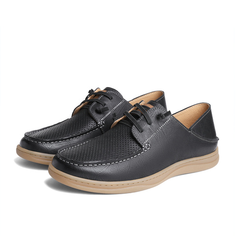森达简约休闲皮鞋男2024夏新商场同款打孔舒适平底单鞋42811BM4