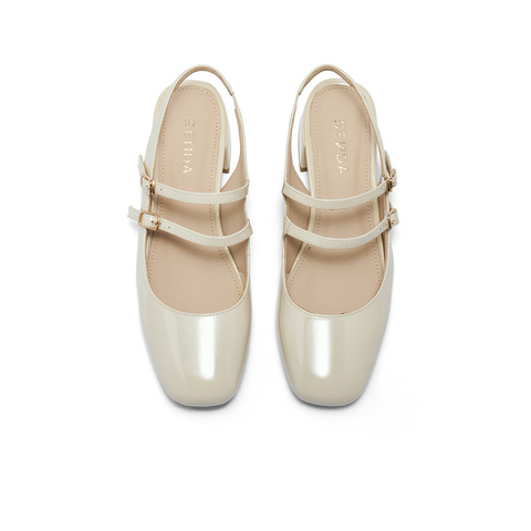 森达玛丽珍鞋女款2024新款夏包头粗跟休闲凉鞋ZBB82BH4