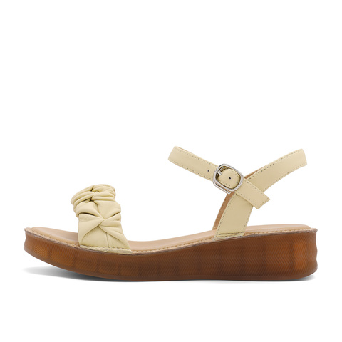 森达一字带鞋女款2024新款夏季商场同款舒适厚底凉鞋XAY01BL4