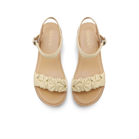 森达一字带鞋女款2024新款夏季商场同款舒适厚底凉鞋XAY01BL4