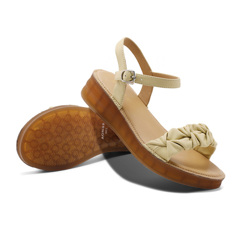 森达一字带鞋女款2024新款夏季商场同款舒适厚底凉鞋XAY01BL4