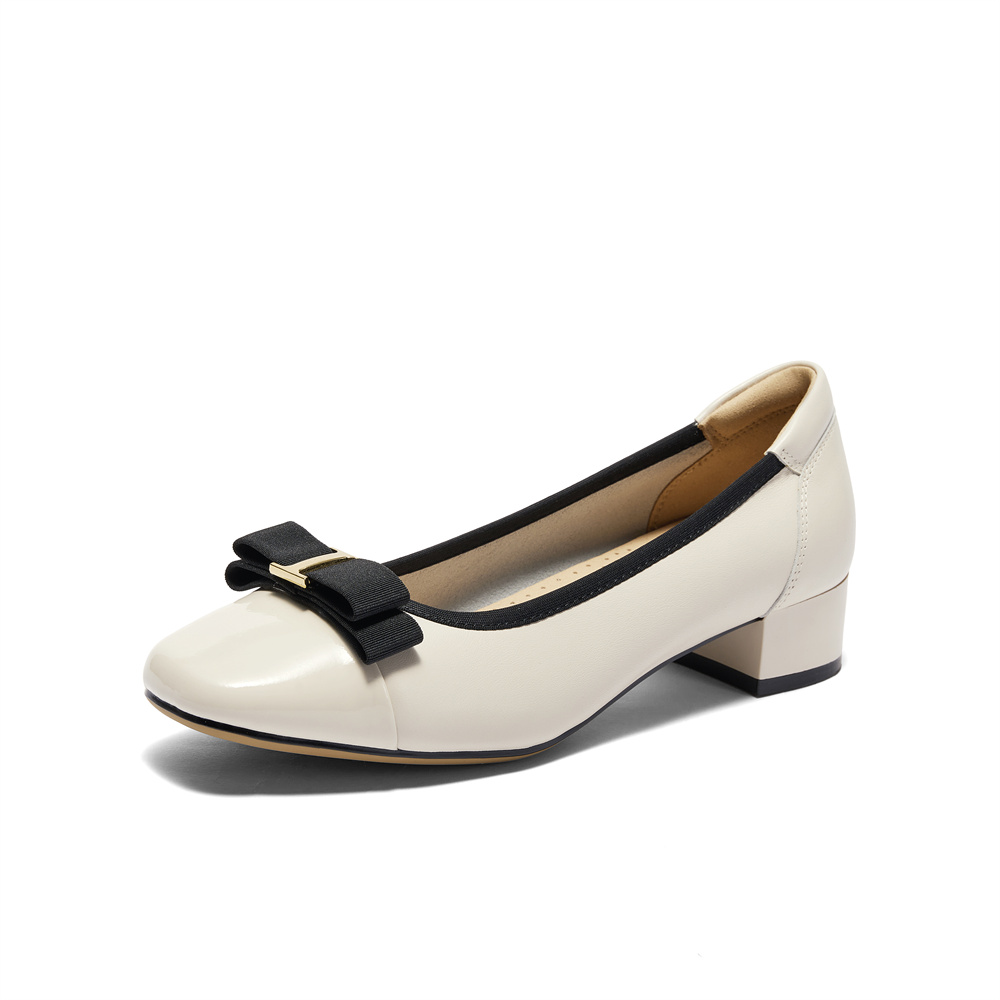 森达小皮鞋女款新款秋商场同款通勤粗跟浅口单鞋XCB01CQ4