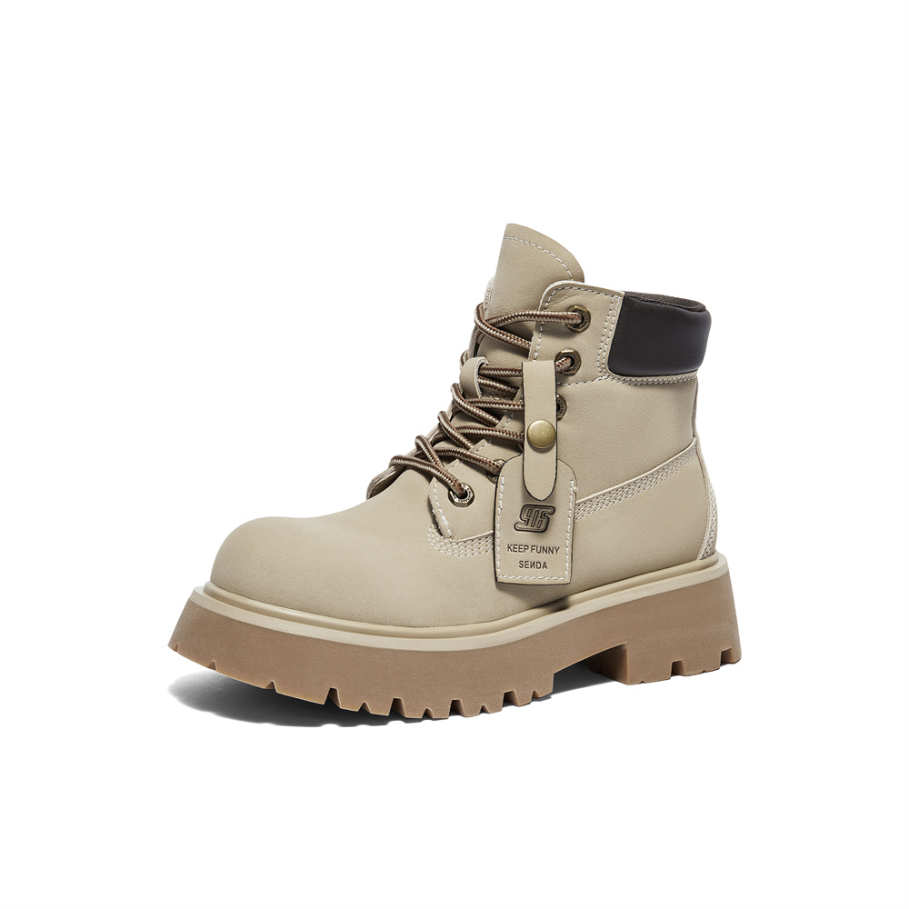 森达马丁靴女年冬户外厚底休闲大黄靴短靴ZTE23DD4