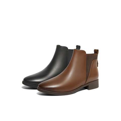 森达切尔西靴女年冬商场同款通勤舒适短皮靴4T6B7DD4