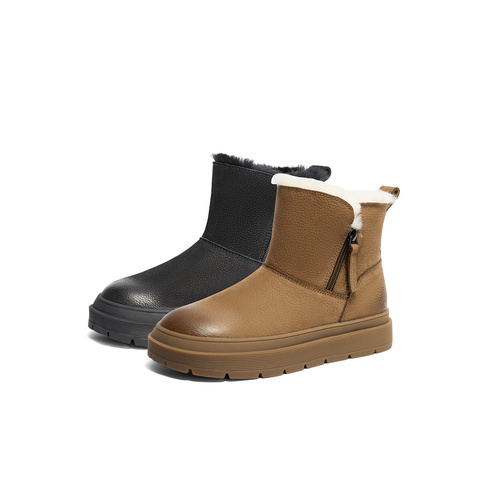 森达雪地靴女款冬舒适绒毛保暖户外休闲短靴ZTE26DD4