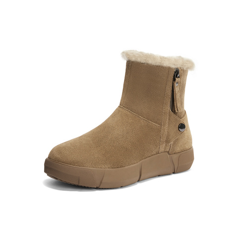 森达雪地靴女款冬商场同款户外保暖毛绒短靴XDV01DD4