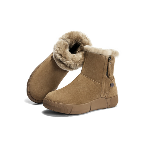 森达雪地靴女款冬商场同款户外保暖毛绒短靴XDV01DD4