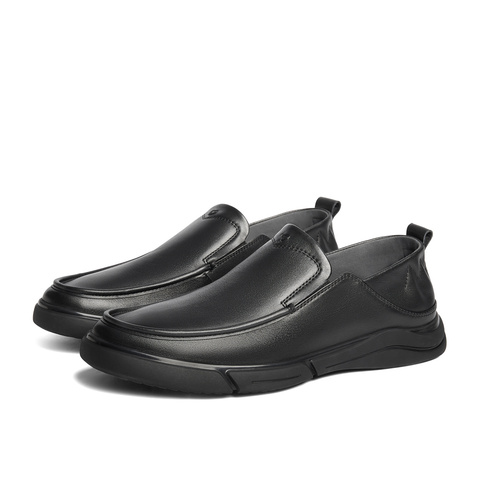 森达休闲皮鞋男2024冬新商场同款套脚简约平底皮鞋JDZ02DM4