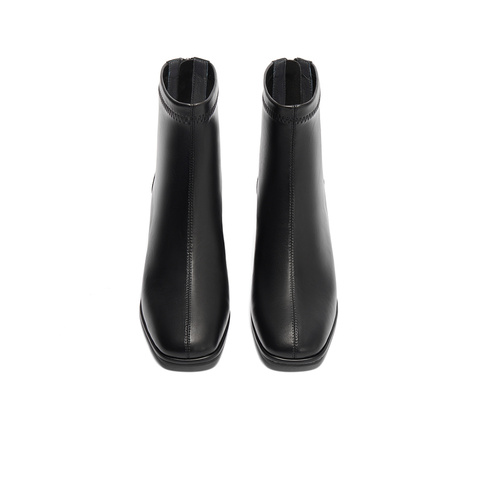 森达弹力靴女款2024冬季新款商场同款气质显瘦粗跟短靴XDX01DD4