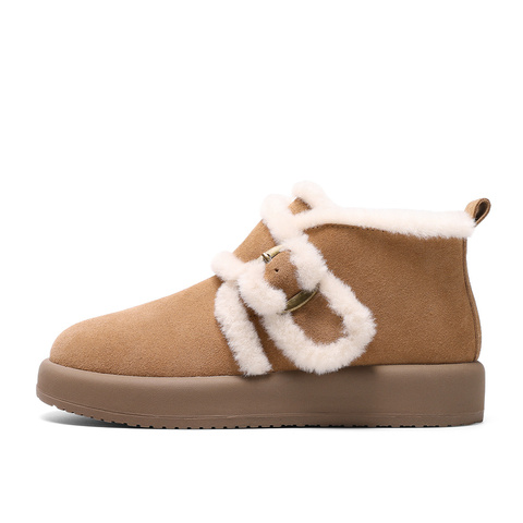 森达雪地靴女子2024年冬季新款商场同款保暖绒毛短靴XLG01DD4