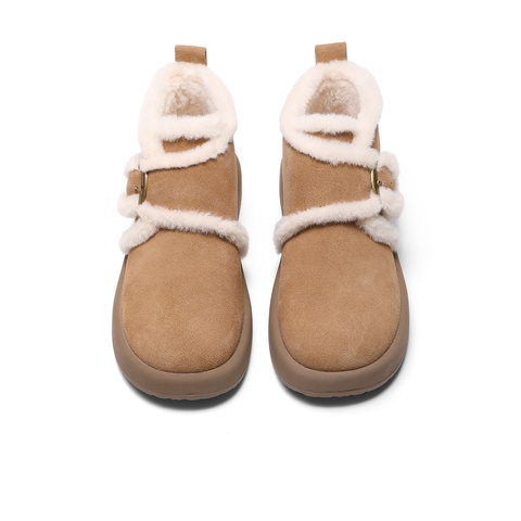 森达雪地靴女子2024年冬季新款商场同款保暖绒毛短靴XLG01DD4