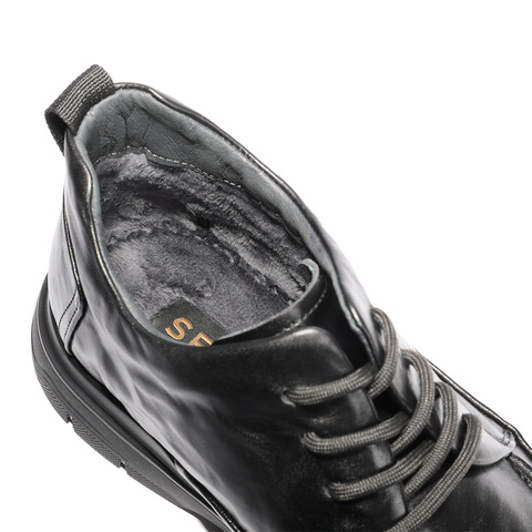 森达休闲皮鞋男2024冬季新款舒适保暖系带复古休闲鞋JDZ11DM4