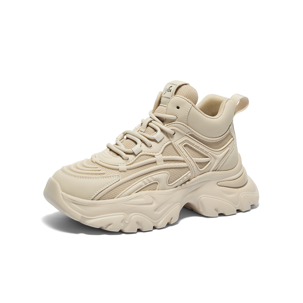 森达老爹鞋女款2024冬季新商场同款运动厚底拼接休闲短靴XJU01DD4