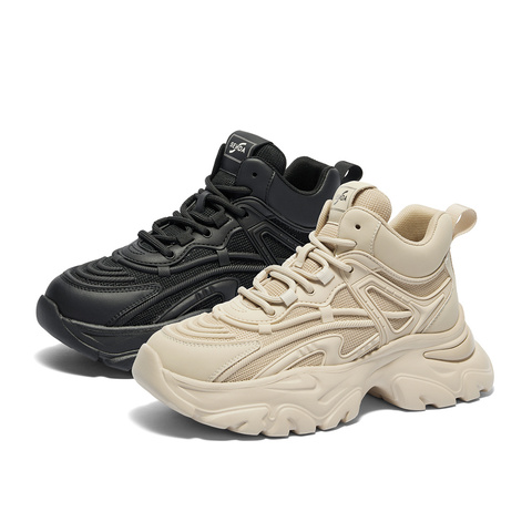 森达老爹鞋女款2024冬季新商场同款运动厚底拼接休闲短靴XJU01DD4