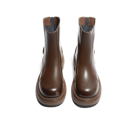 森达弹力靴女子年冬商场同款显瘦厚底休闲短靴XFG01DD4