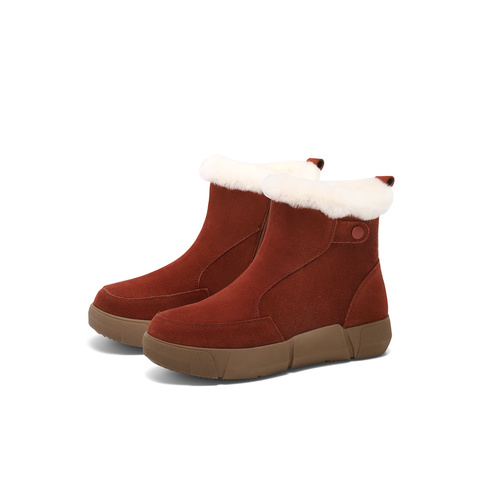 森达雪地靴女款2024冬季新款户外保暖毛绒厚底休闲短靴ZTE35DD4
