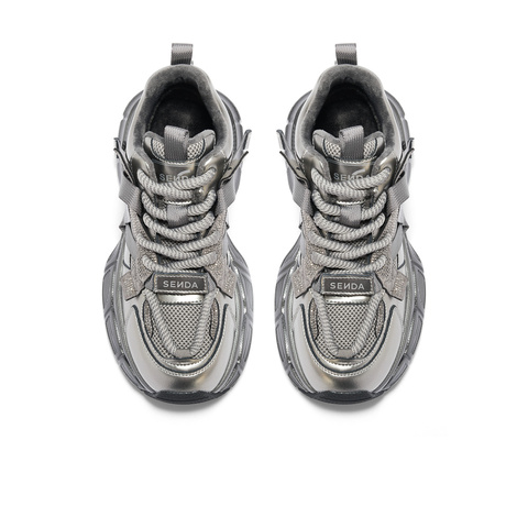 森达老爹鞋女款冬户外运动风显高厚底休闲鞋XJH01DM4