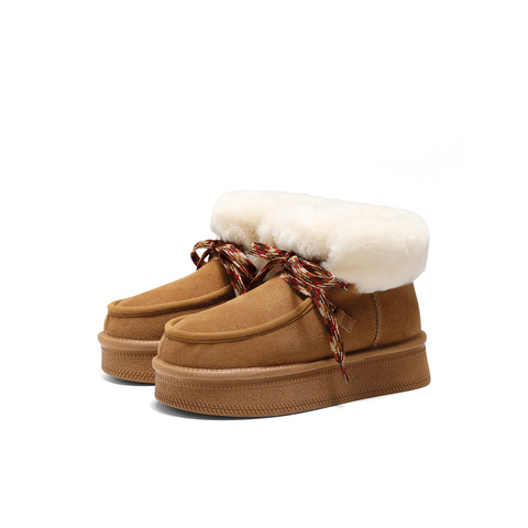 森达雪地靴女款冬商场同款户外保暖毛绒短靴ZTE71DD4