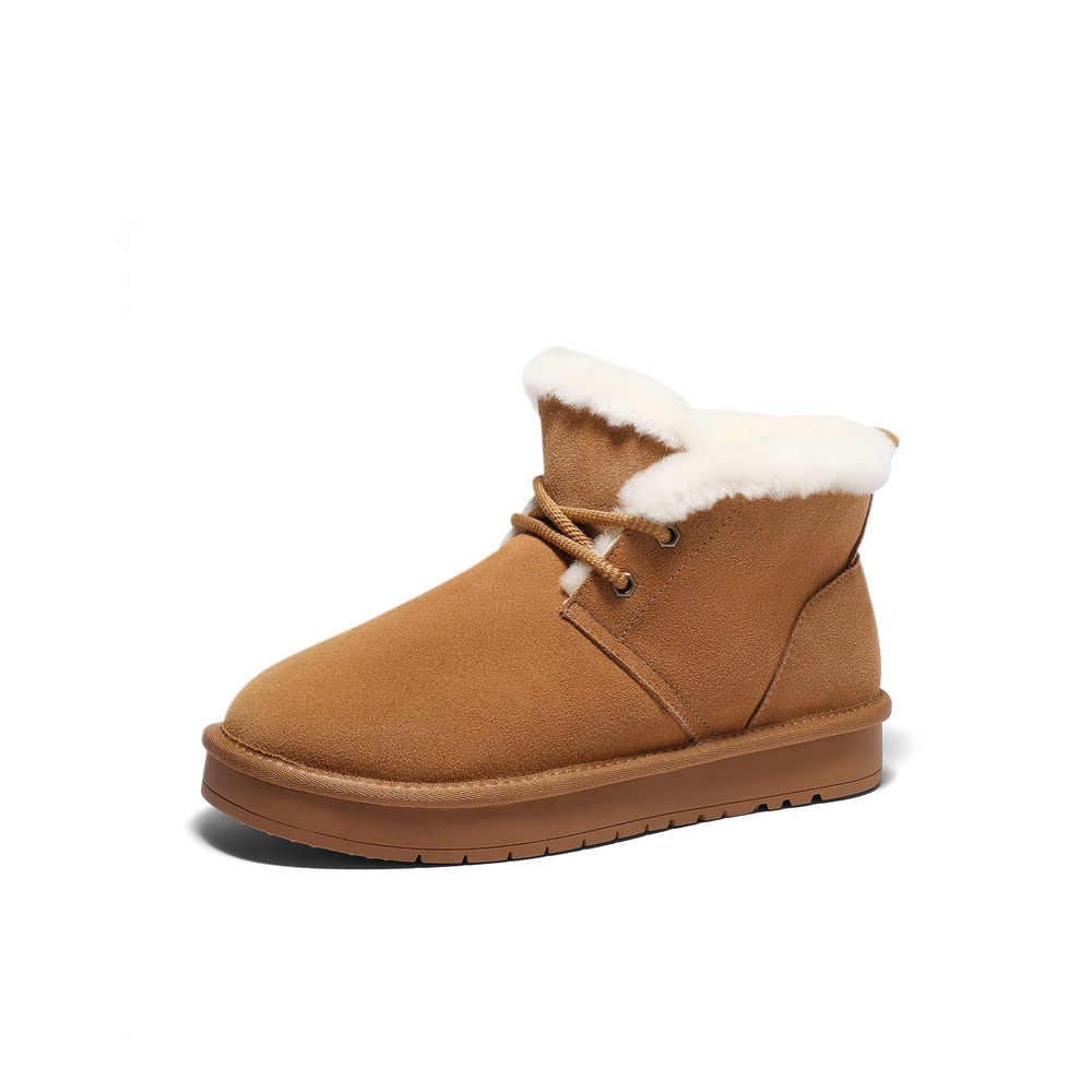 森达雪地靴男年冬新舒适绒毛保暖平跟户外休闲短靴ZXD10DD4