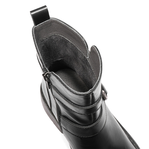 森达骑士靴女款冬新商场同款皮带扣户外休闲短靴XLQ01DZ4