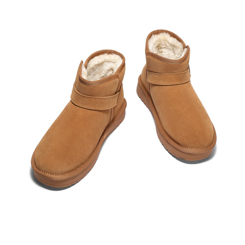 森达雪地靴男年冬新舒适绒毛保暖平跟户外休闲短靴ZXD09DD4