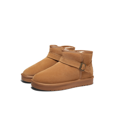 森达雪地靴男年冬新舒适绒毛保暖平跟户外休闲短靴ZXD09DD4