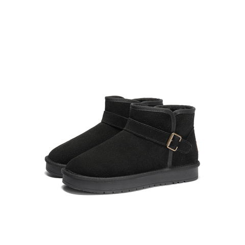 森达雪地靴男年冬新舒适绒毛保暖平跟户外休闲短靴ZXD09DD4