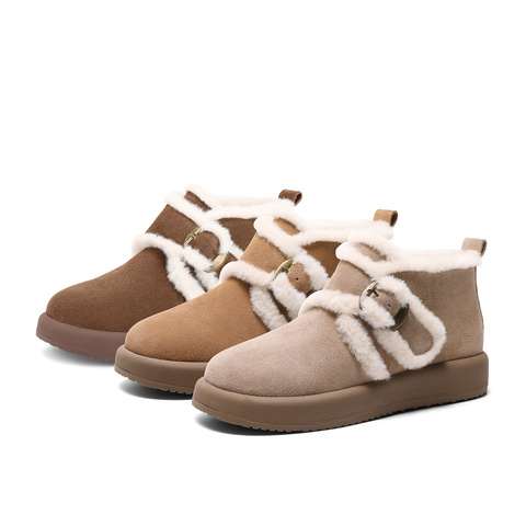 森达雪地靴女子2024年冬季新款商场同款保暖绒毛短靴XLG01DD4