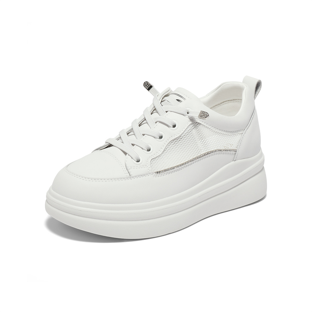 森达小白鞋女24夏新商场同款拼接厚底休闲鞋SZT01BM4