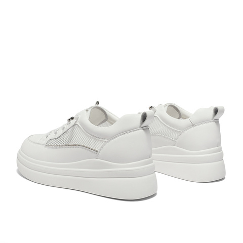 森达小白鞋女24夏新商场同款拼接厚底休闲鞋SZT01BM4