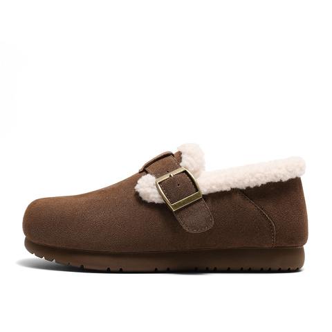 森达毛毛鞋女款2025春新商场同款保暖绒毛休闲勃肯鞋XJW01AM5