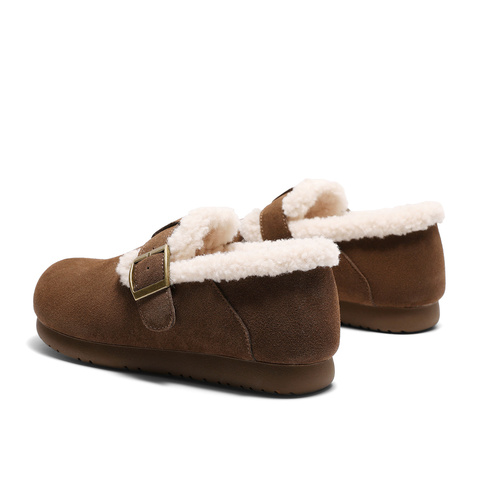 森达毛毛鞋女款2025春新商场同款保暖绒毛休闲勃肯鞋XJW01AM5