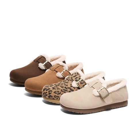 森达毛毛鞋女款2025春新商场同款保暖绒毛休闲勃肯鞋XJW01AM5