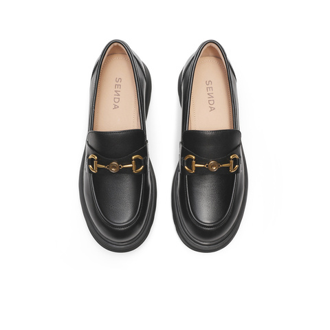 森达黑金乐福鞋女款2025春新商场同款通勤马衔扣厚底单鞋4GC28AA5