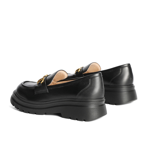 森达黑金乐福鞋女款2025春新商场同款通勤马衔扣厚底单鞋4GC28AA5