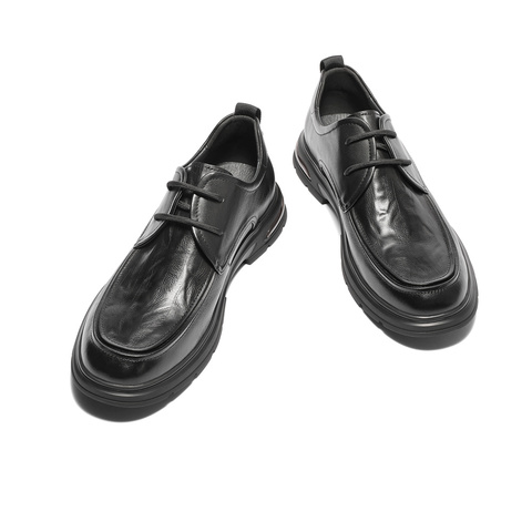 森达休闲皮鞋男2025春季新款商场同款简约系带平底皮鞋1VG01AM5