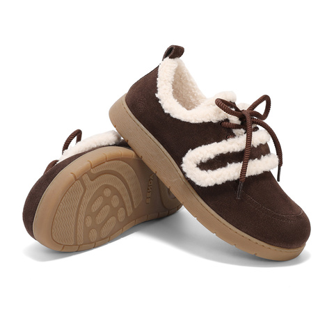 森达毛毛鞋女款2025春季新款奶盖可可保暖舒适休闲鞋4UR27AM5