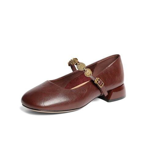 森达玛丽珍鞋女款2025春季新款潮流粗跟浅口单鞋ZTF61AQ5