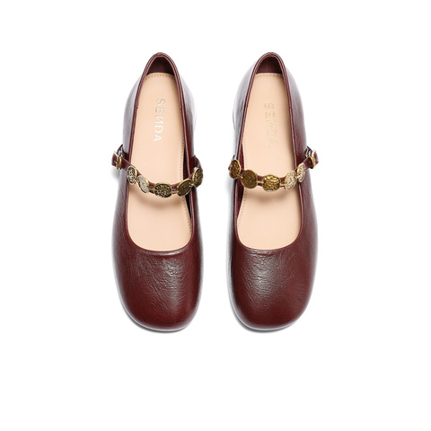 森达玛丽珍鞋女款2025春季新款潮流粗跟浅口单鞋ZTF61AQ5