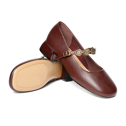 森达玛丽珍鞋女款2025春季新款潮流粗跟浅口单鞋ZTF61AQ5