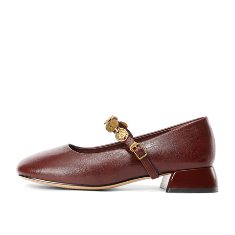 森达玛丽珍鞋女款2025春季新款潮流粗跟浅口单鞋ZTF61AQ5