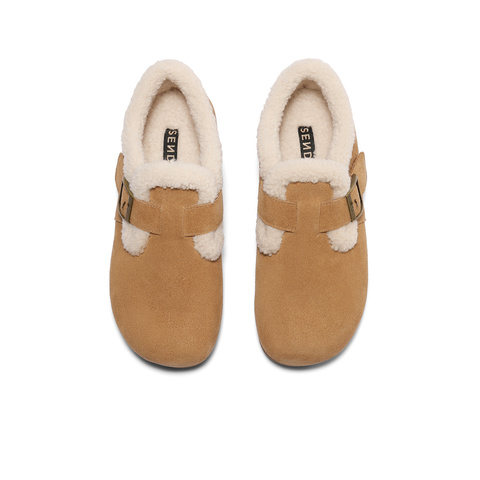 森达雪地靴女款2025春新商场同款毛绒勃肯休闲短靴XNH01AD5