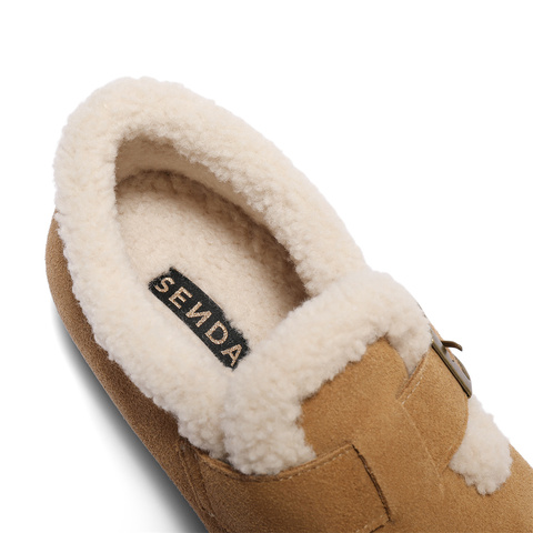 森达雪地靴女款2025春新商场同款毛绒勃肯休闲短靴XNH01AD5