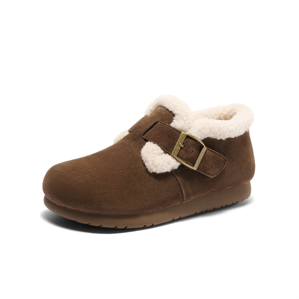 森达雪地靴女款2025春新商场同款毛绒勃肯休闲短靴XNH01AD5