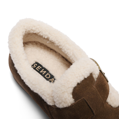 森达雪地靴女款2025春新商场同款毛绒勃肯休闲短靴XNH01AD5