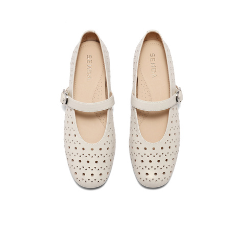 森达玛丽珍鞋女款2025夏新商场同款镂空透气平底单鞋XMB01BQ5