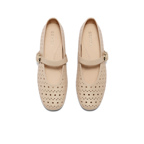 森达玛丽珍鞋女款2025夏新商场同款镂空透气平底单鞋XMB01BQ5